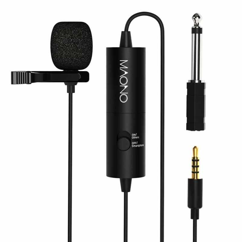 Micrófono Lavalier MAONO AU-100 - 3,5 mm, con Jack 6.35 macho