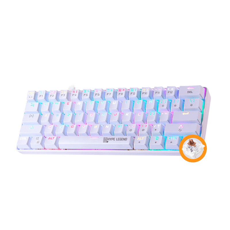 Teclado Mecánico Hype Legend Rebel RGB, Brown Switch – White