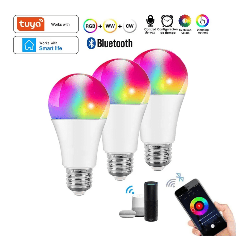 Ampolleta Led E27 Wifi Inteligentes Rgb Iluminacion Hogar-1